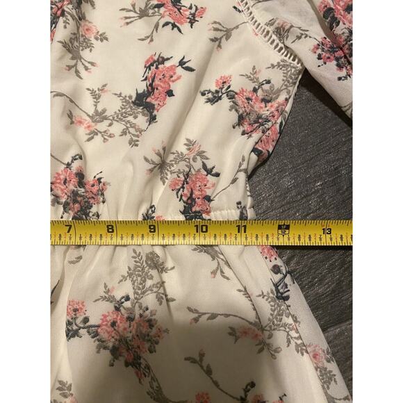 Ransom Girl Cream Ivory Pink Green Floral Flower Spring Stretch Dress Size 12 - Picture 2 of 4